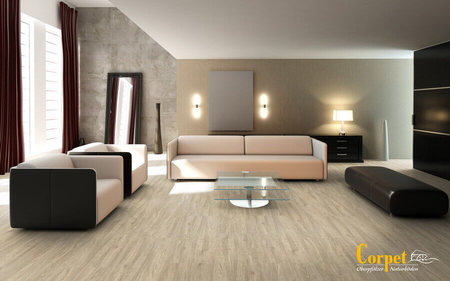 Corpet Designböden im Wohnzimmer verlegt