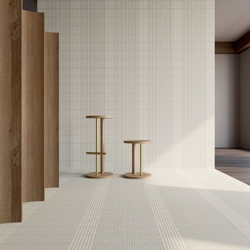 Mutina Designerfliese Fringe in einem Raum als Wand- und Bodenfliese ausgelegt